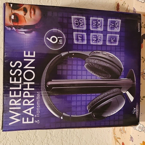 Sly Electronics SLH200W: Wireless & Transmitter 6 in 1 Headphones - Black - Picture 2 of 3